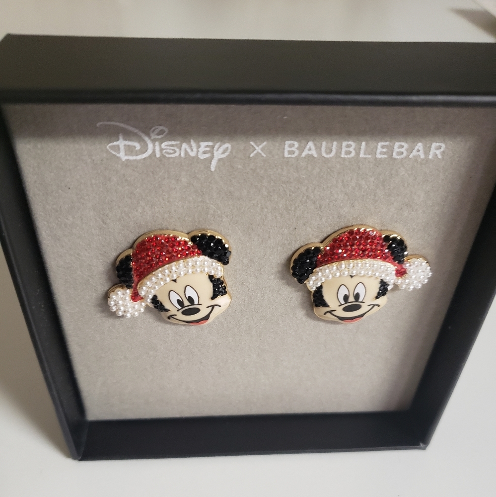 NEW Disney x Baublebar Mickey Mouse Santa Claus Christmas Holiday Stud Earrings